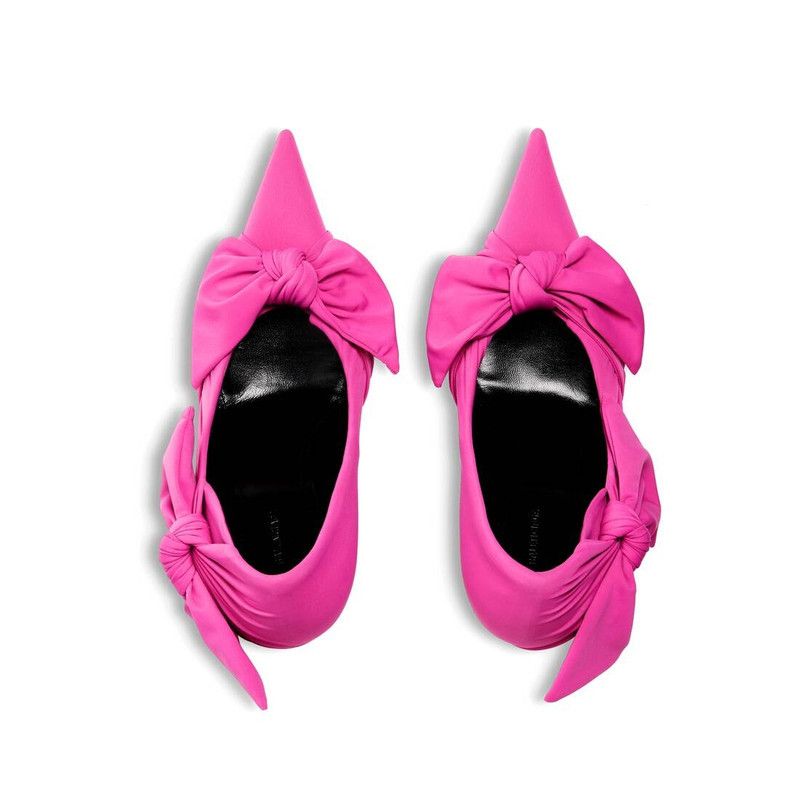 Balenciaga o1w1db10526 Knife Knot 110mm Pumps in Bright Pink Size US 7 / IT 37 - 6 Thumbnail