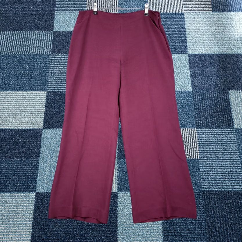 Eileen Fisher Eileen Fisher Pants Womens S Red Wide-Leg Mid Rise Zip Dress Pants Mens Womens Girls? Size 30" / US 8 / IT 44 - 1 Thumbnail