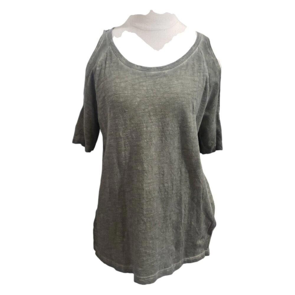 Sanctuary CT1838 Sanctuary Olive Green Open Shoulder Tee S Size S / US 4 / IT 40 - 1 Thumbnail