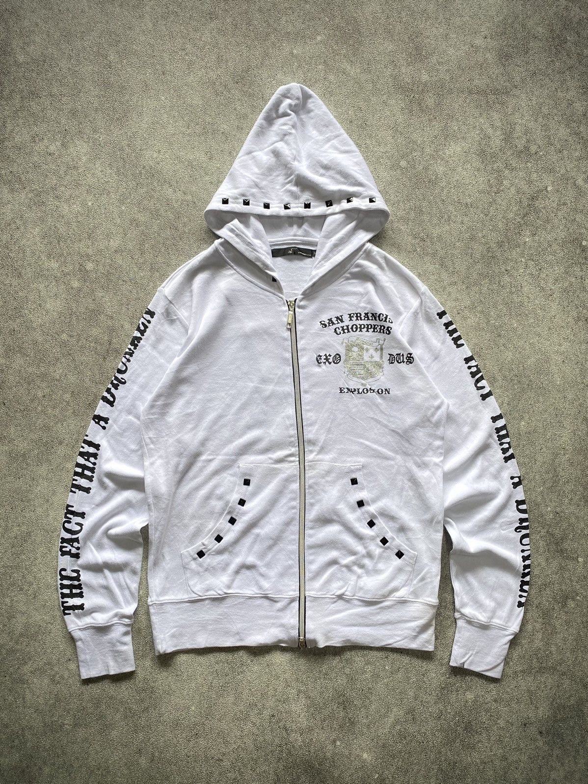 If Six Was Nine × Japanese Brand × Le Grande Bleu (L.G.B.) 2000s Vivi Nature Studed Skull Zip up Hoodie Size US M / EU 48-50 / 2 - 2 Thumbnail