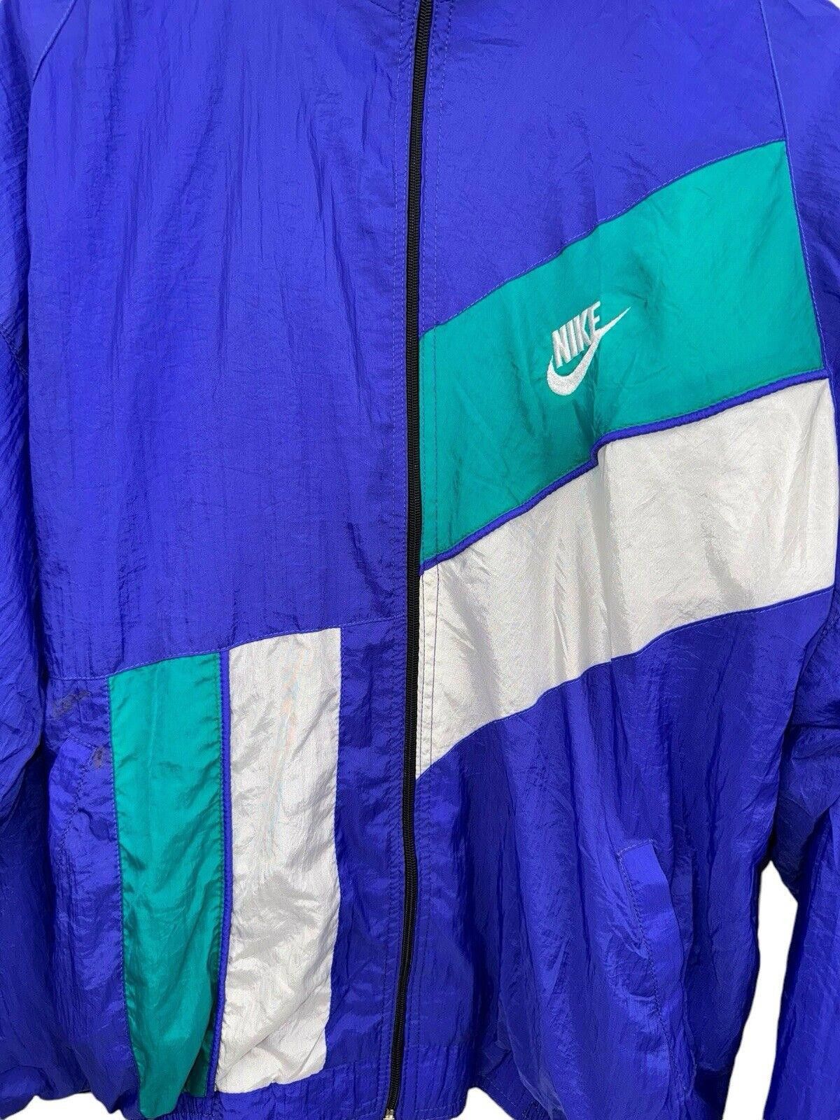 Nike Vintage Nike 90s Grape Aqua Purple Full Zip Windbreaker XL Size US XL / EU 56 / 4 - 2 Thumbnail