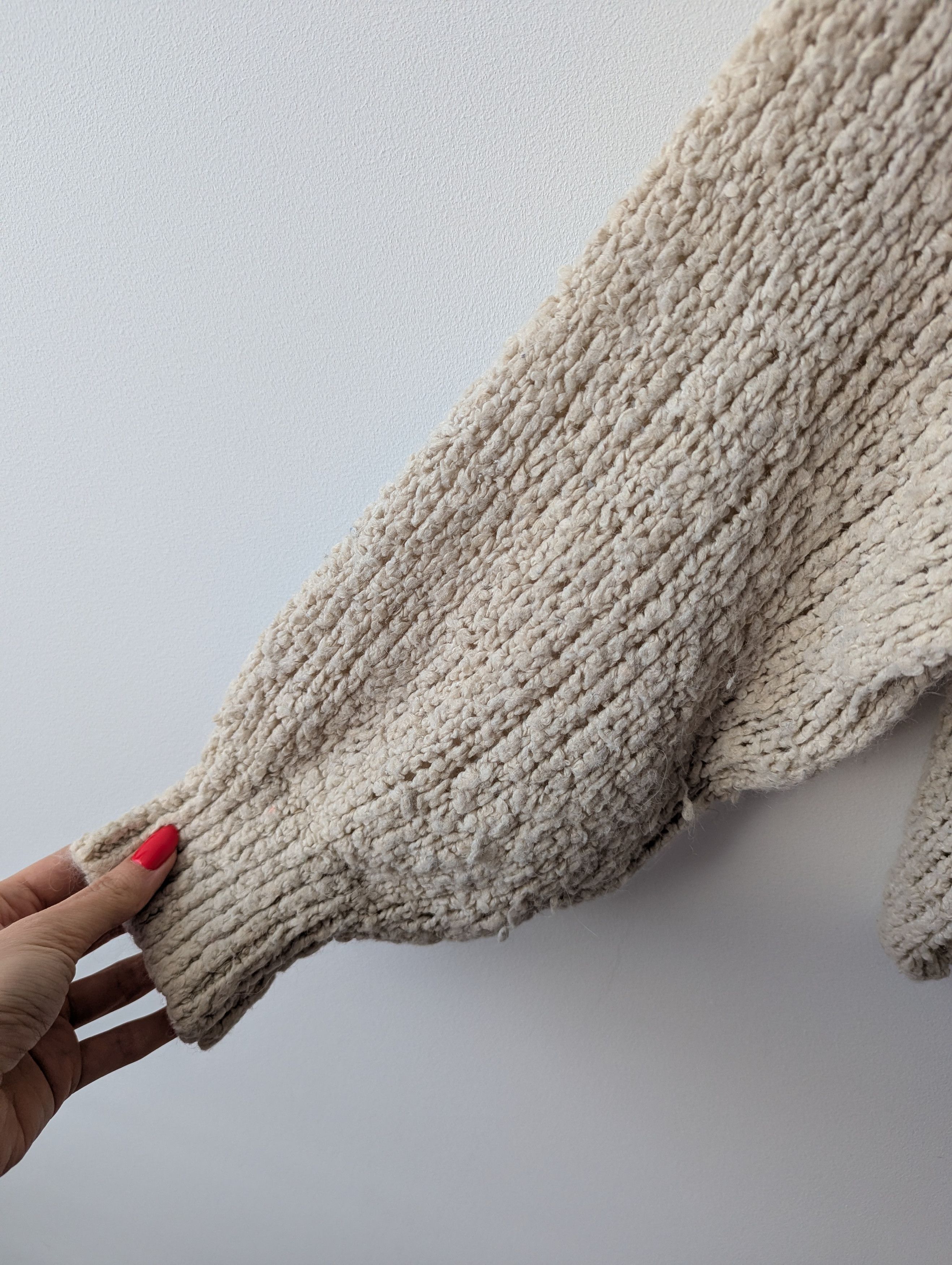 Other Made in Italy Oversize Bouclé Knit Sweater Beige Size L / US 10 / IT 46 - 3 Thumbnail
