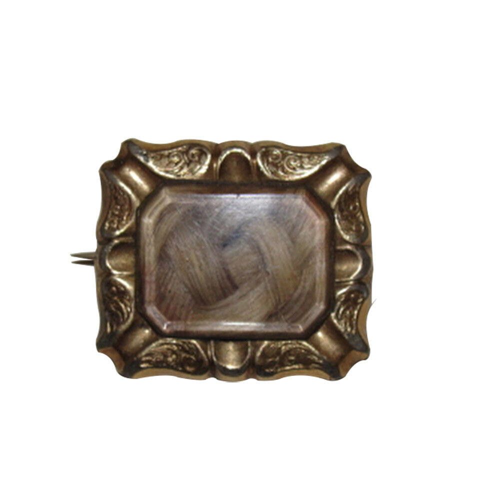 Designer Victorian 14 kt Gold Rectangular Mourning Blonde Hair pin Size ONE SIZE - 1 Thumbnail