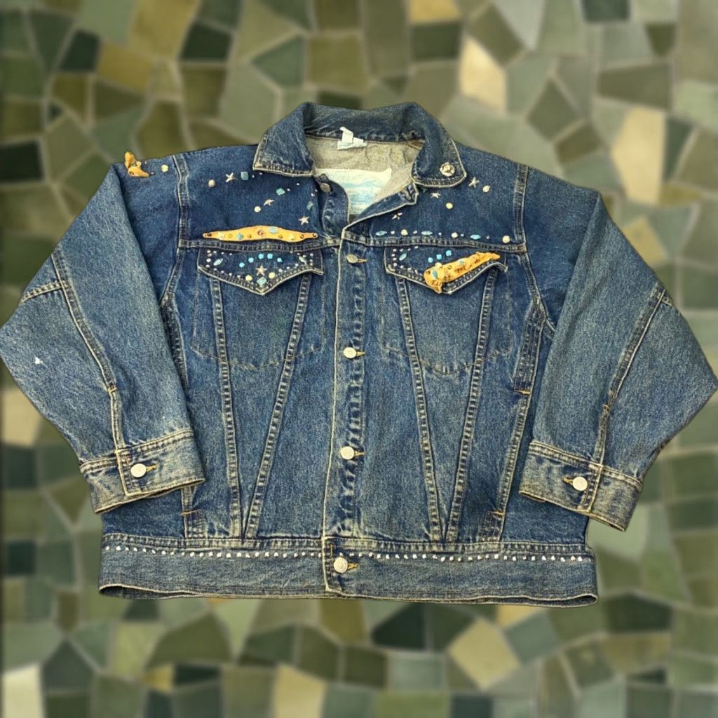 Denime VINTAGE freego Jacket Womens M Blue Rodeo Southwestern 90s Aztec Western Beaded Studded Collared Pockets Denim Size M / US 6-8 / IT 42-44 - 1 Thumbnail