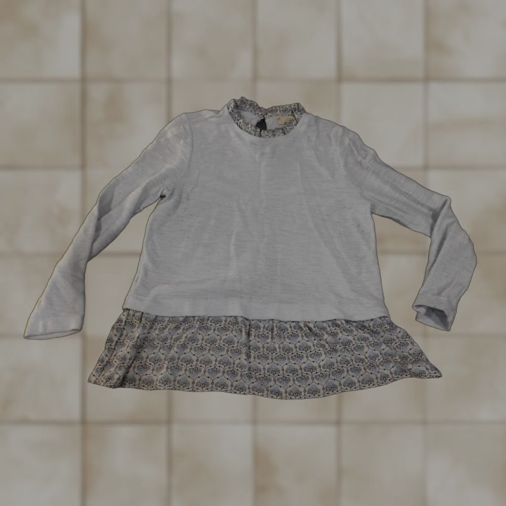Loft LOFT Sweater Womens Medium Gray Mixed Media Ruffle Hem Mock Neck Long Sleeve Size M / US 6-8 / IT 42-44 - 1 Thumbnail