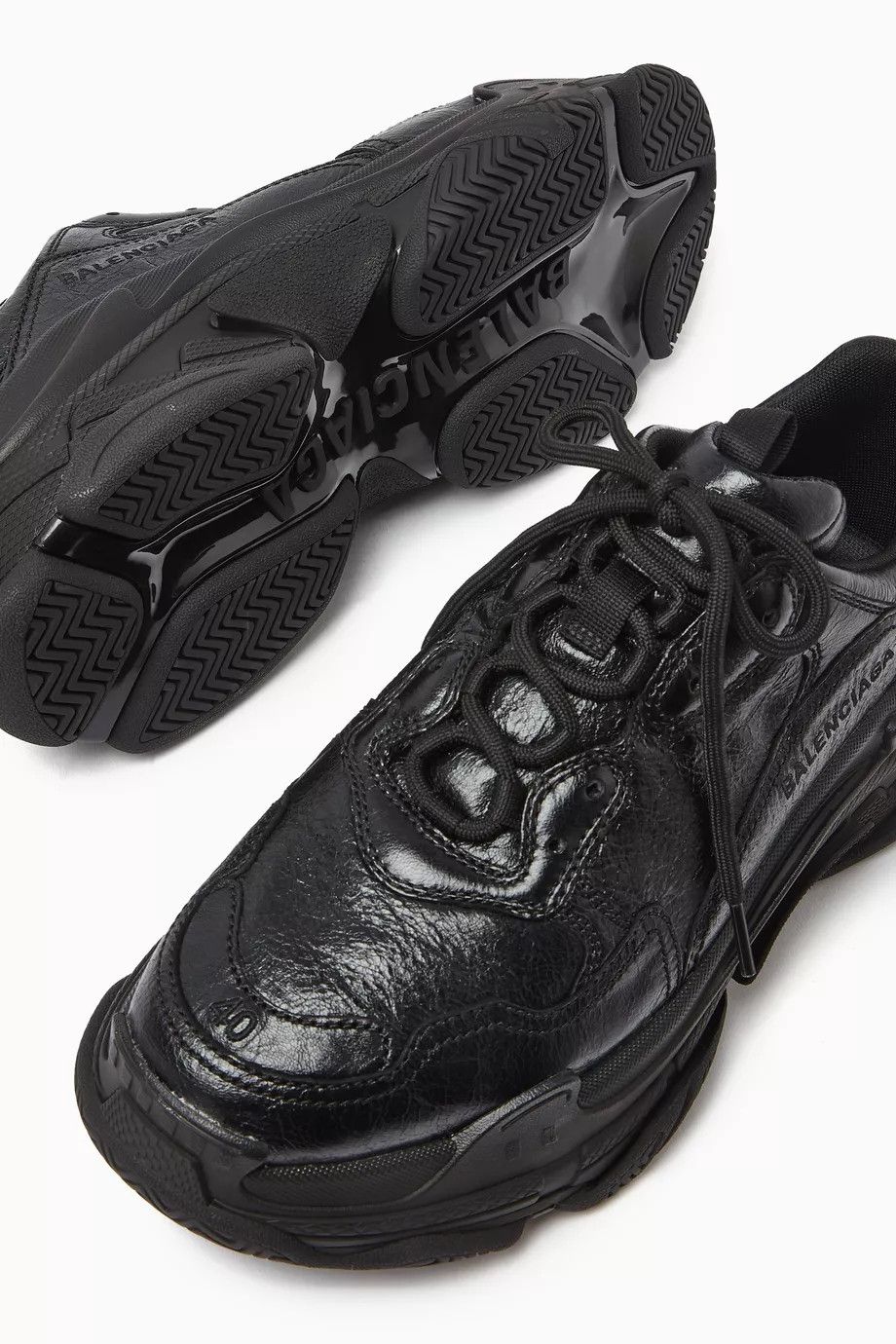Balenciaga o1mt1gz1024 Triple S Denim Sneakers in Black Size US 8 / IT 38 - 4 Thumbnail