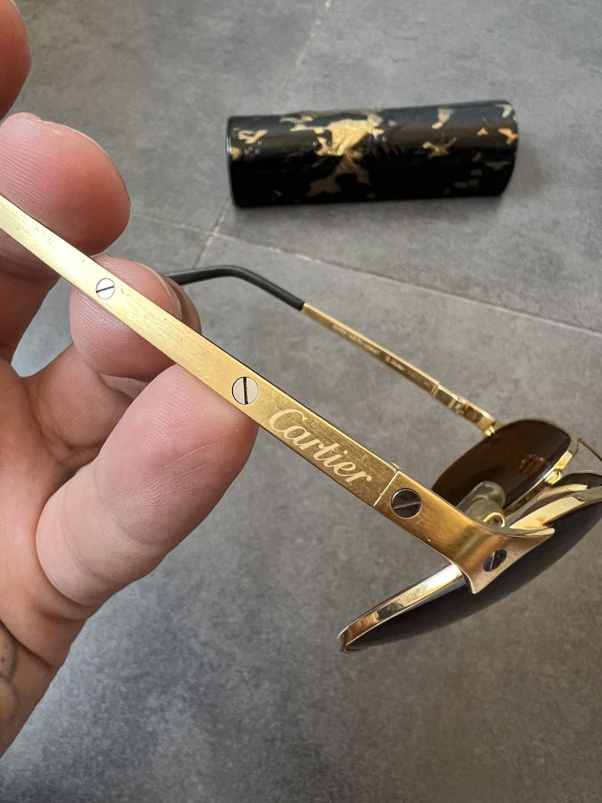 Cartier × Vintage Vintage Cartier Edition Santos-Dumont golden plated glasses Size ONE SIZE - 9 Thumbnail