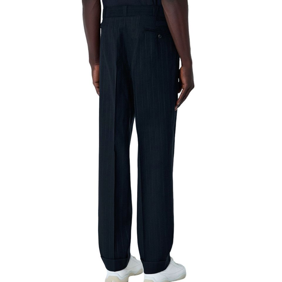 Prada PRADA Black Wool Pinstripe Pants New & Authentic (Men's size Size US 30 / EU 46 - 2 Thumbnail