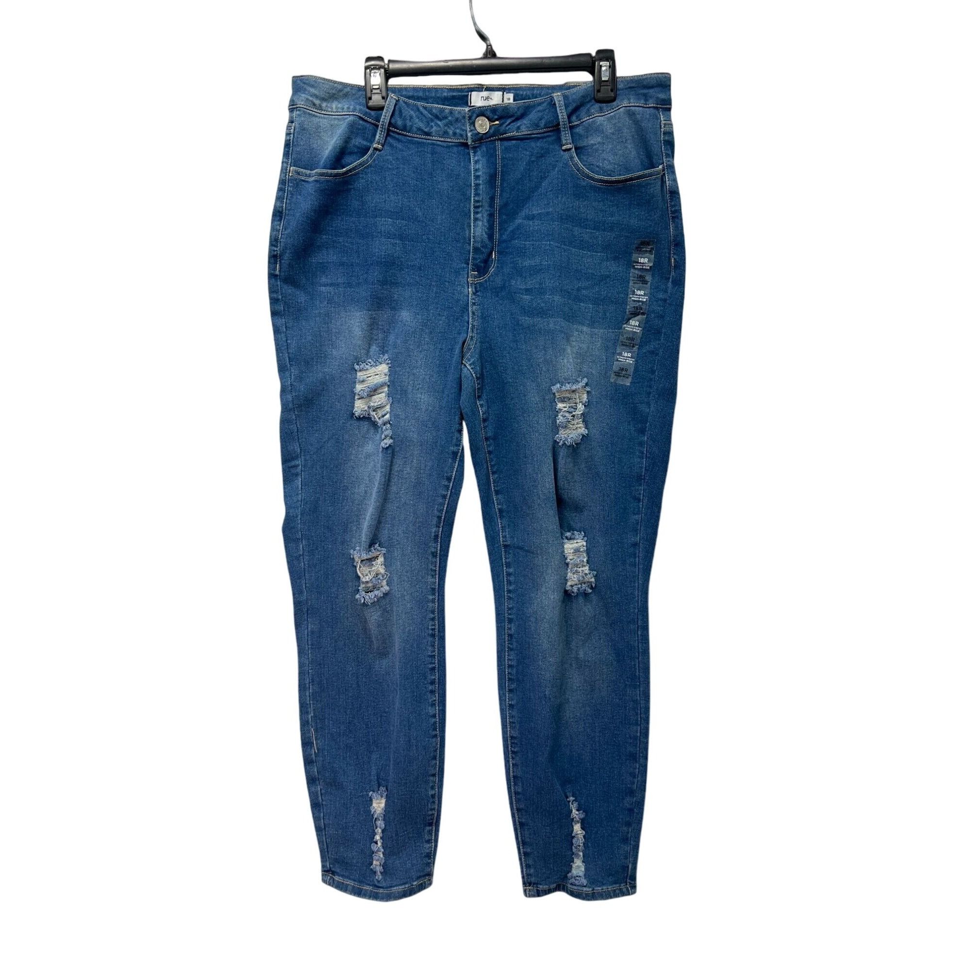 Other Rue + - Women's Ultimate Stretch High-Rise Skinny Jeans Dist Size 40" / US 18 - 1 Thumbnail