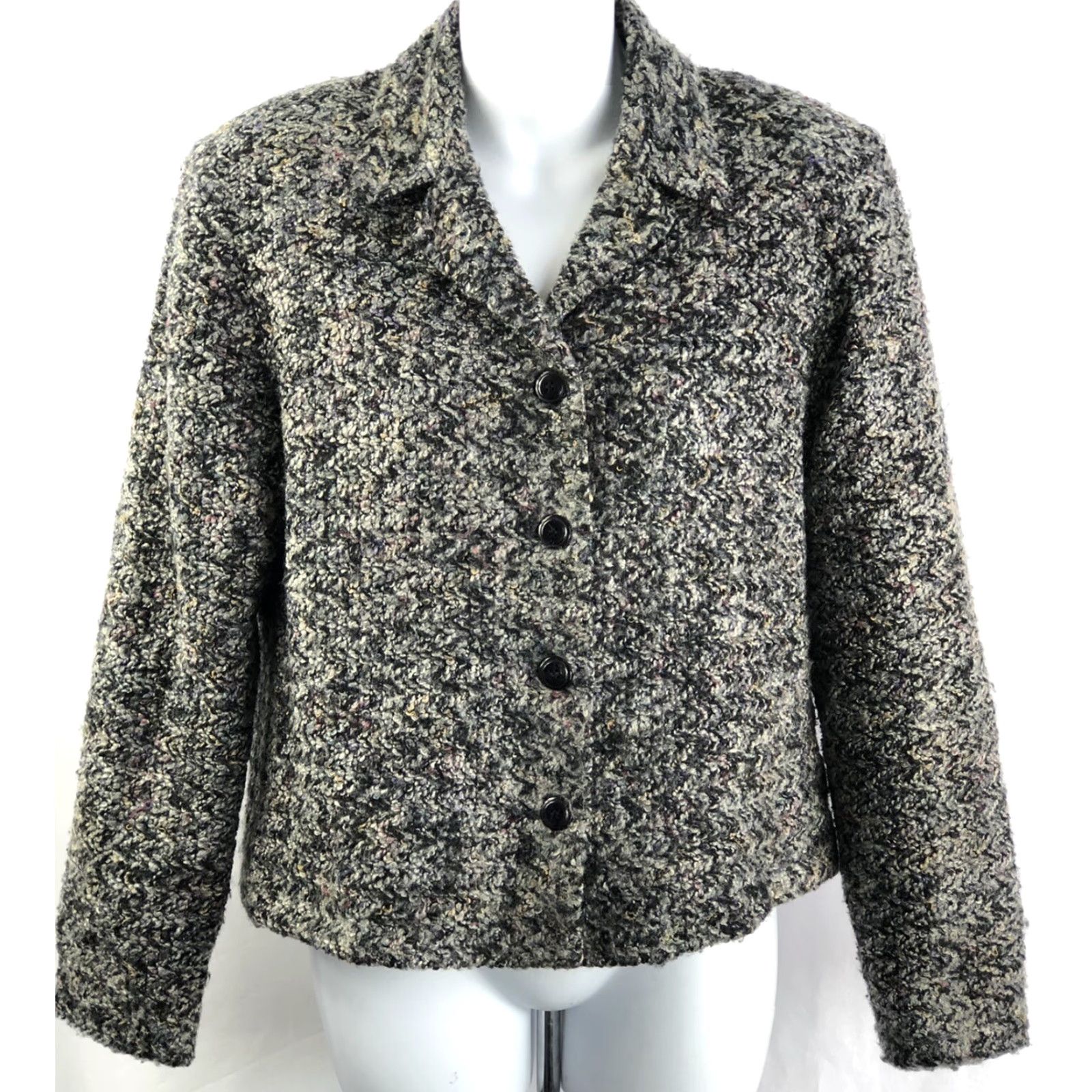 Lee VINTAGE Kathie Lee Sweater Jacket Cardigan M Blue Knit 4 ButtonUp Womens Size M / US 6-8 / IT 42-44 - 6 Thumbnail