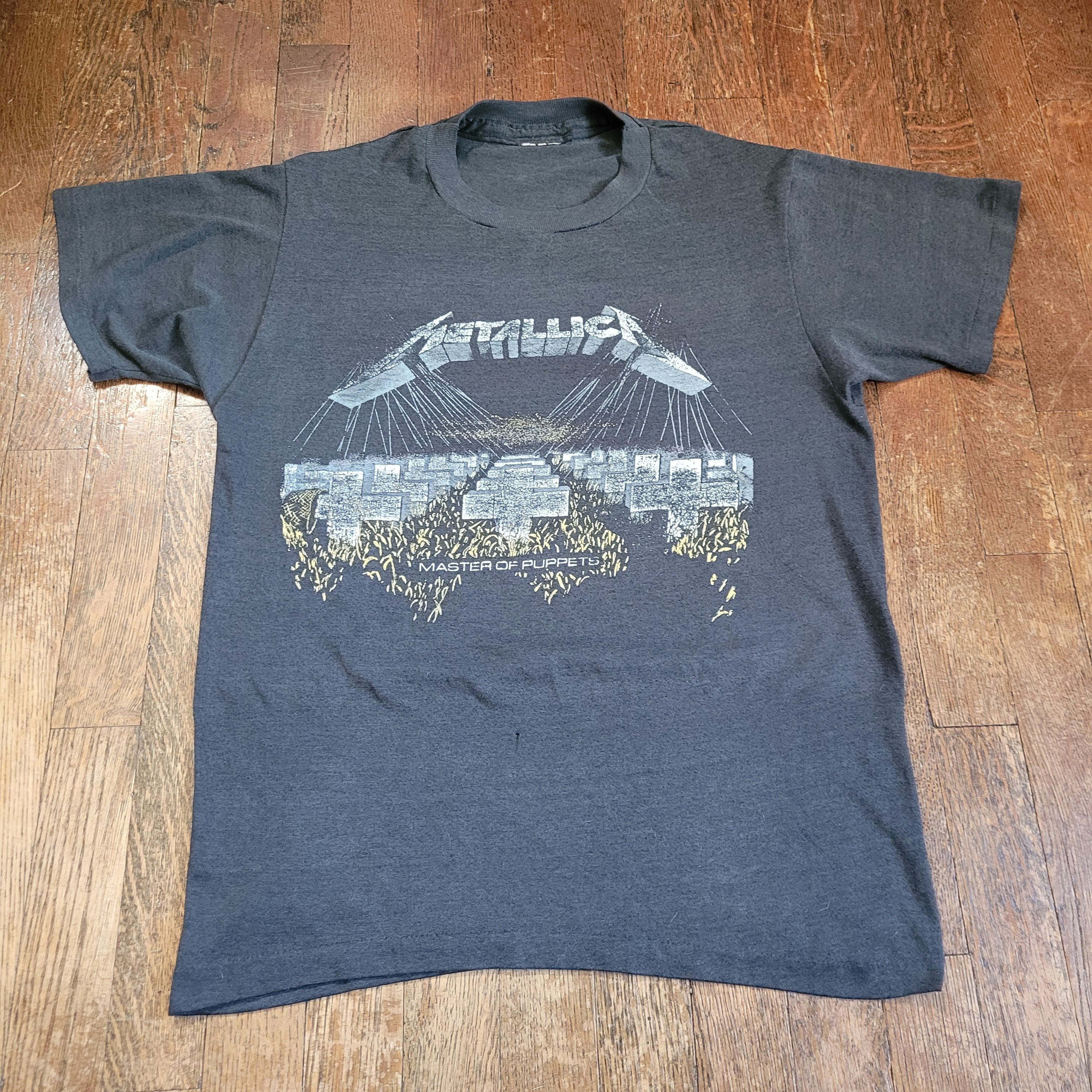 image of Band Tees Vintage 80's Metallica Master Of Puppets Shirt in Black, Men's (Size Medium)