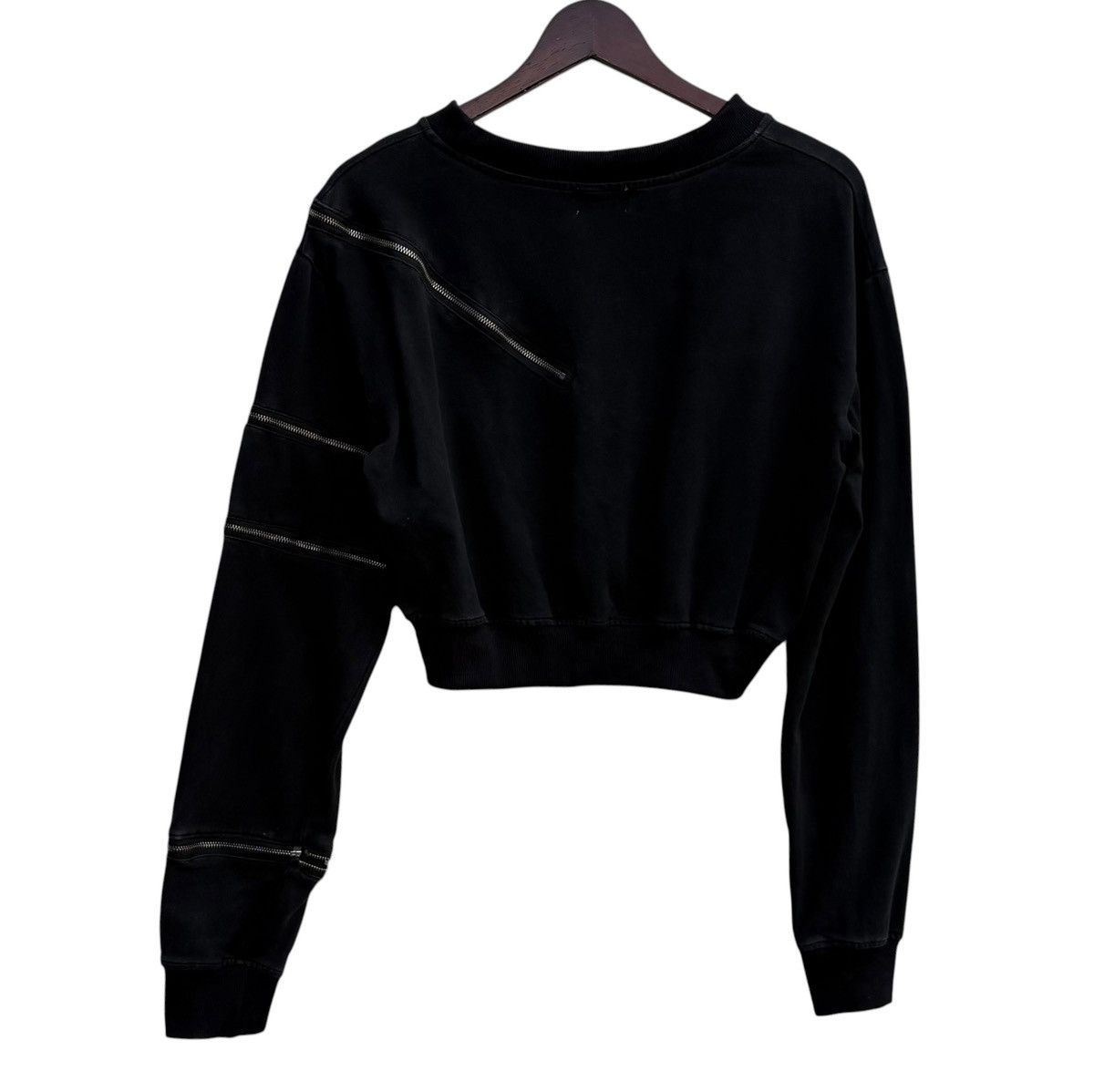 Japanese Brand Womens Black Top Zipper Short Sweatshirt Size ONE SIZE - 5 Thumbnail