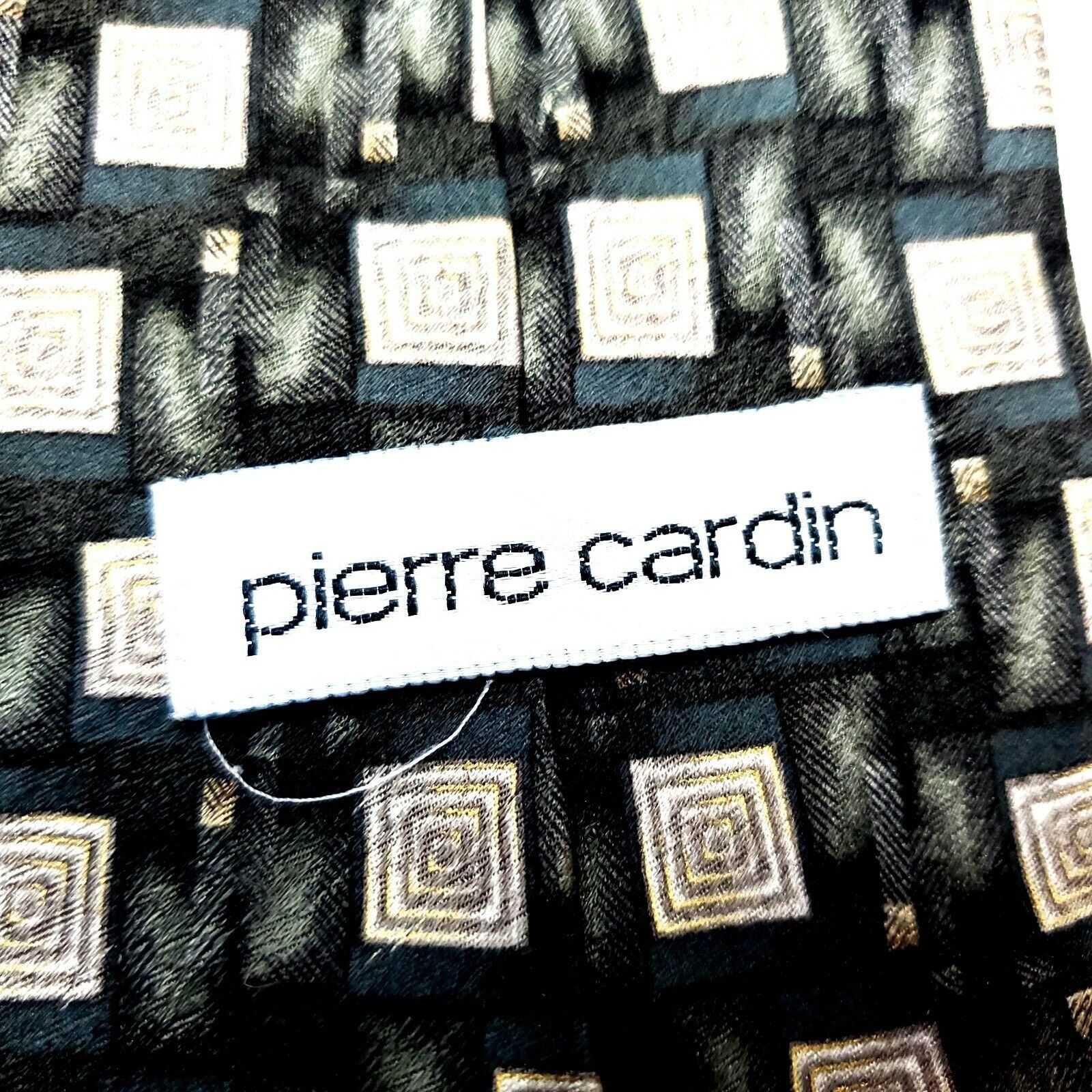 Pierre Cardin Pierre Cardin Silk Tie Green Geometric Wide Print Size ONE SIZE - 3 Thumbnail