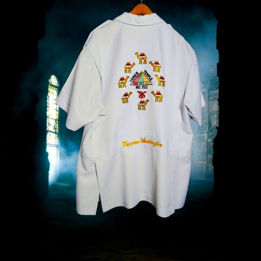 Handmade Custom Masonic Temple Over Shirt with Embroidery Camels / S Size US XXL / EU 58 / 5 - 1 Thumbnail