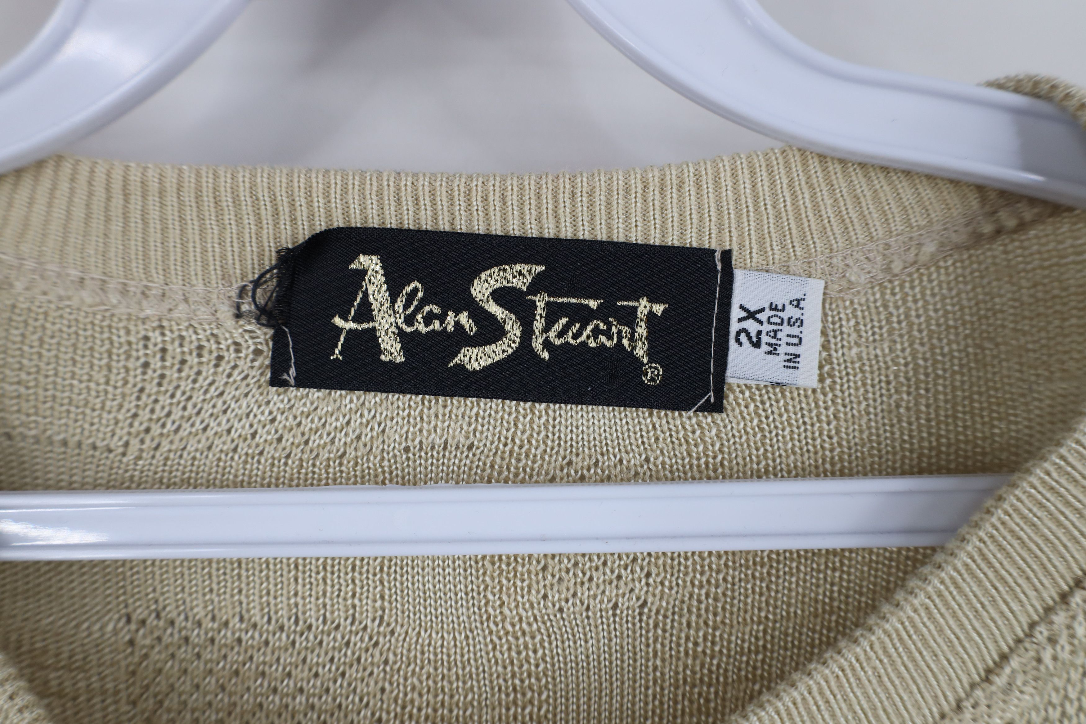 Vintage Vintage 90s Streetwear Knit Short Sleeve Sweater Gold USA Size US XXL / EU 58 / 5 - 4 Thumbnail