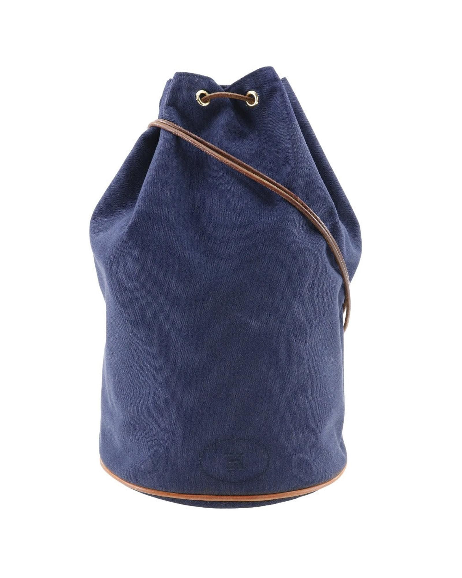 image of Hermes Luxurious Blue Cotton Backpack With Exquisite Details, Women's