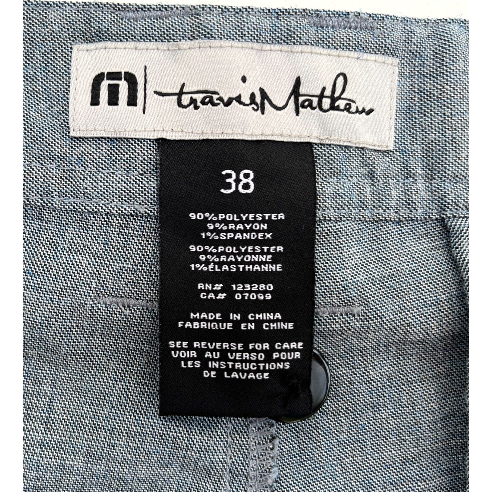 TravisMathew Travis Mathew Men's Chambray Shorts 38 Blue Flat Front Mid Rise 10 Inseam Regular Chino Outdoor Preppy Sports Mens Size US 38 / EU 54 - 6 Thumbnail