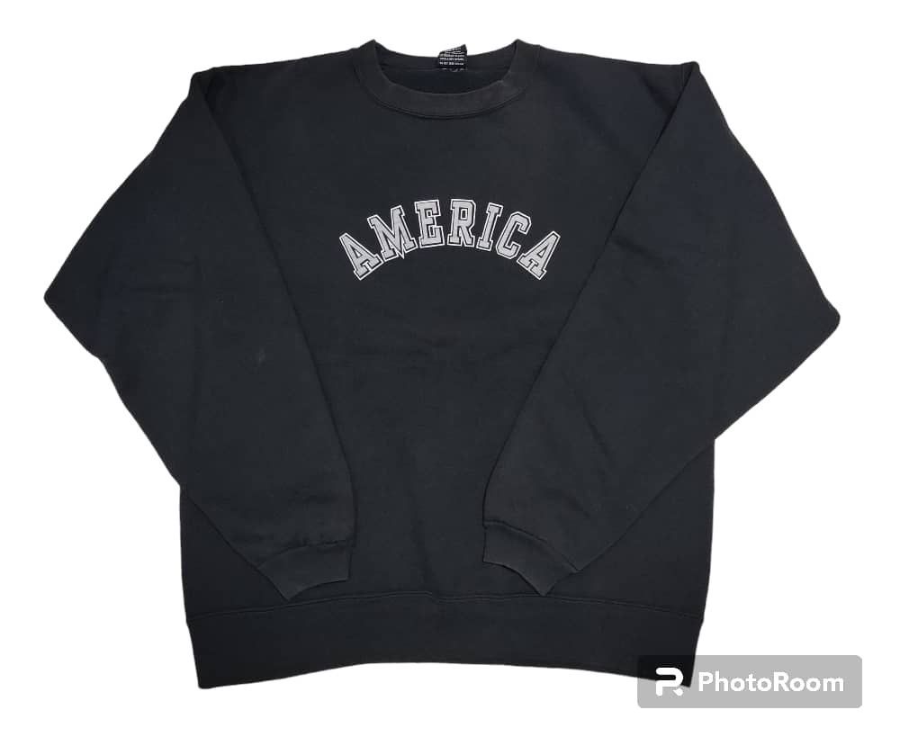 image of America Made In Usa Black Sweatshirt, Men's (Size Large)
