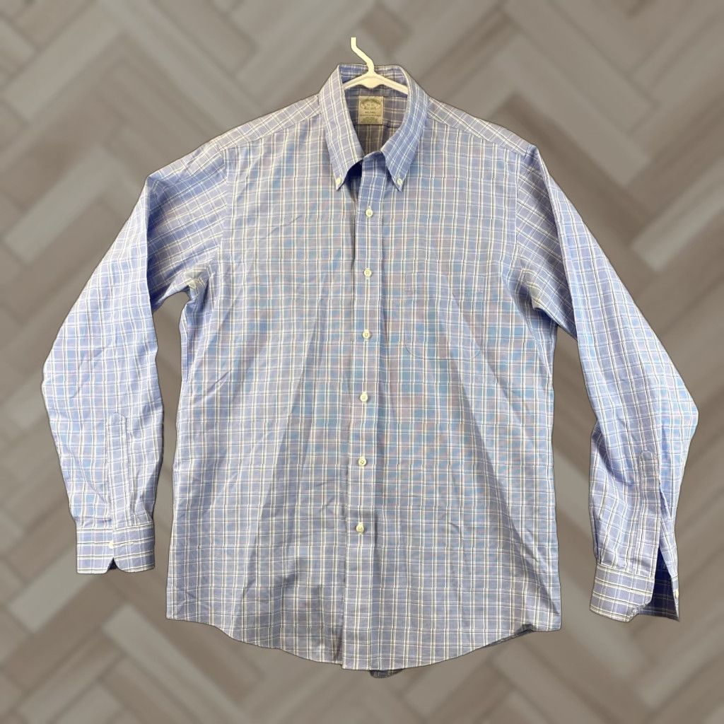 Brooks Brothers Brooks Brothers Shirt Mens 16/35 Long Sleeve Button-Up Plaid Cotton Blue Casual Size US L / EU 52-54 / 3 - 1 Thumbnail