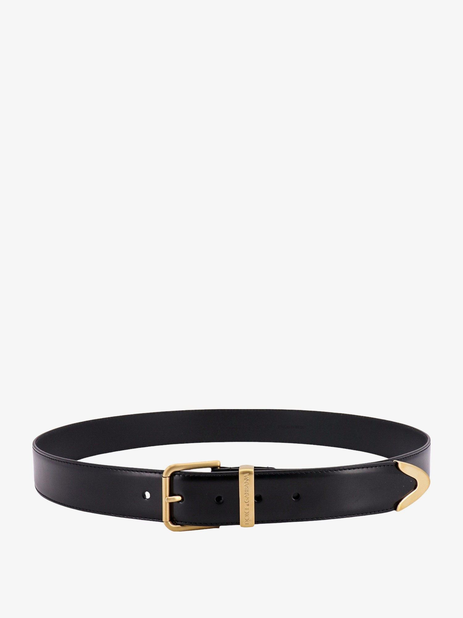 Dolce & Gabbana Black White Striped Metal Buckle Men Belt