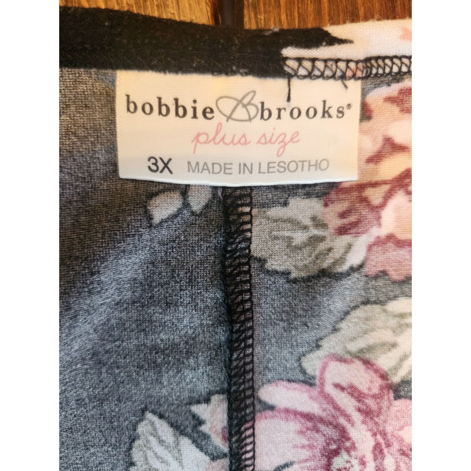Vintage Bobbie Brooks Black Floral Print Keyhole Trim Casual Top Shirt 3X Plus Size XXL / US 16-18 / IT 52-54 - 6 Thumbnail