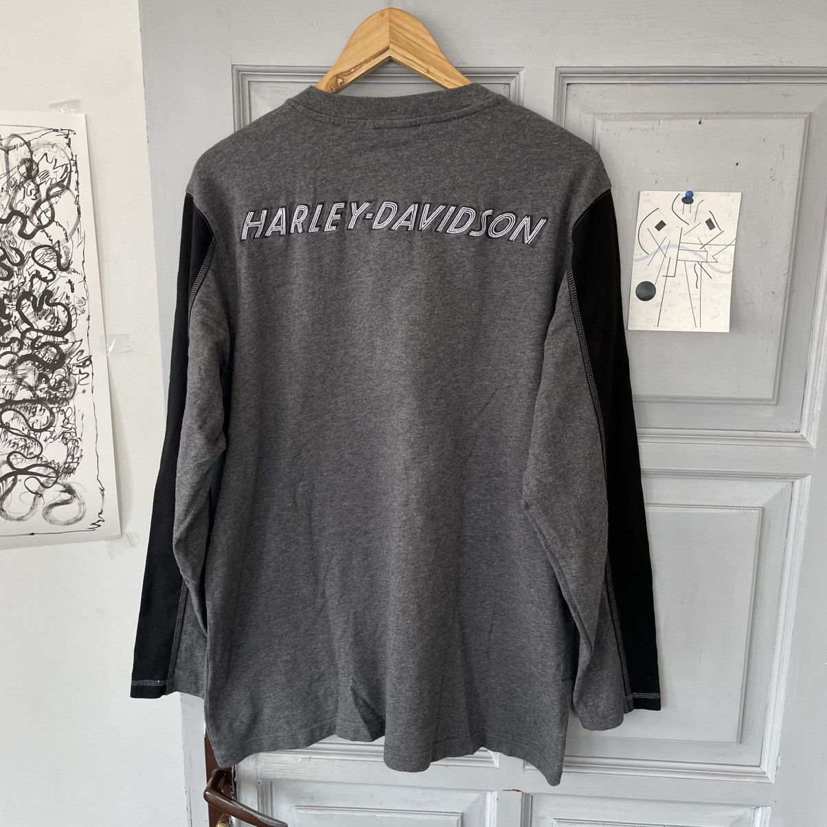 Harley Davidson × Vintage Vintage 00’s Harley Davidson Grey Long Sleeve Size US L / EU 52-54 / 3 - 3 Thumbnail