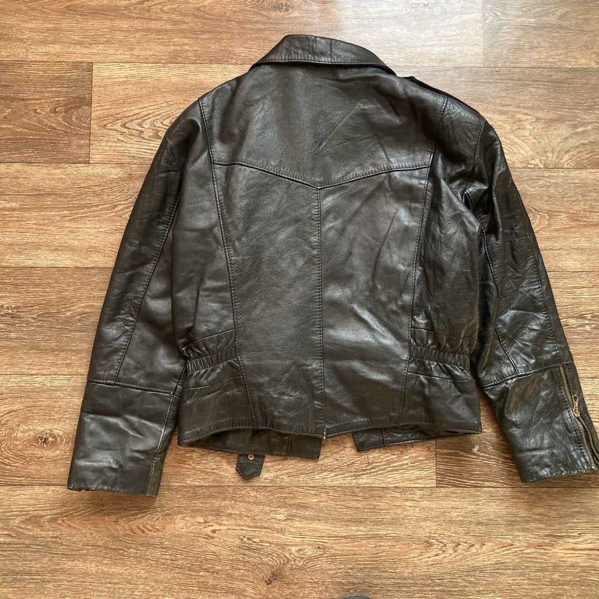 20471120 Vintage Italian Punk Leather Jacket 80’s Avant Garde Style Size S / US 4 / IT 40 - 3 Thumbnail