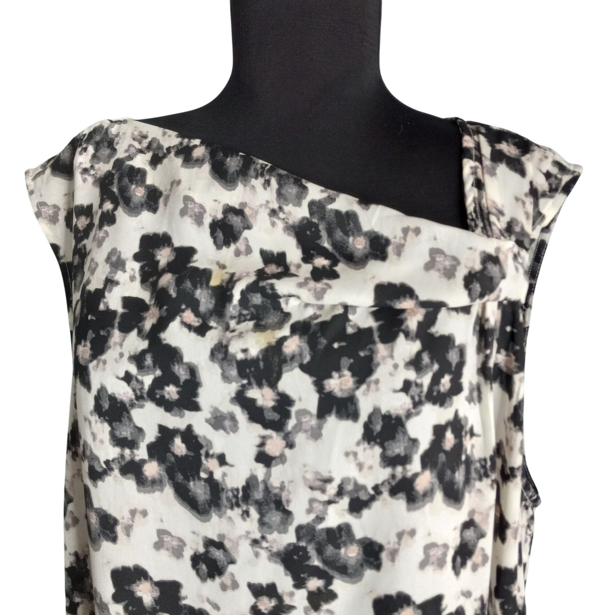 Halston Halston Womens Black & White Floral Sleeveless Blouse XL Size XL / US 12-14 / IT 48-50 - 2 Thumbnail