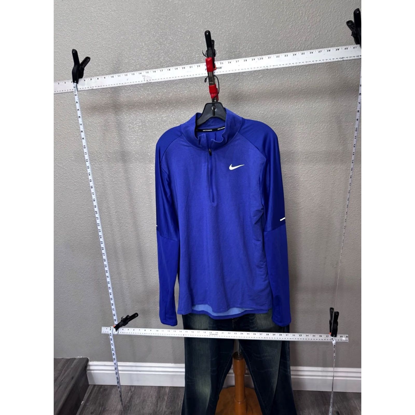 Nike Nike Running Blue Zip Long Sleeve Shirt L Mens Size US L / EU 52-54 / 3 - 3 Thumbnail