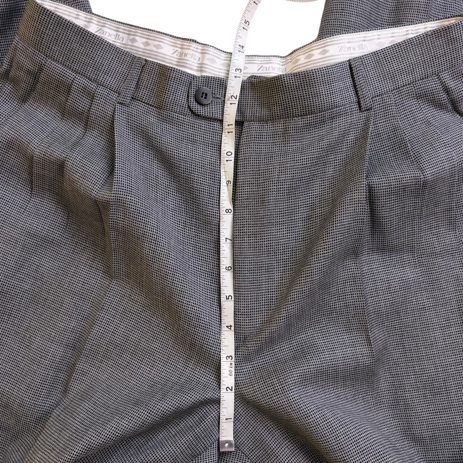 Zanella Zanella Pants Mens 34x30 Gray Wool Tweed Pleated Cuffed Size 34R - 5 Thumbnail