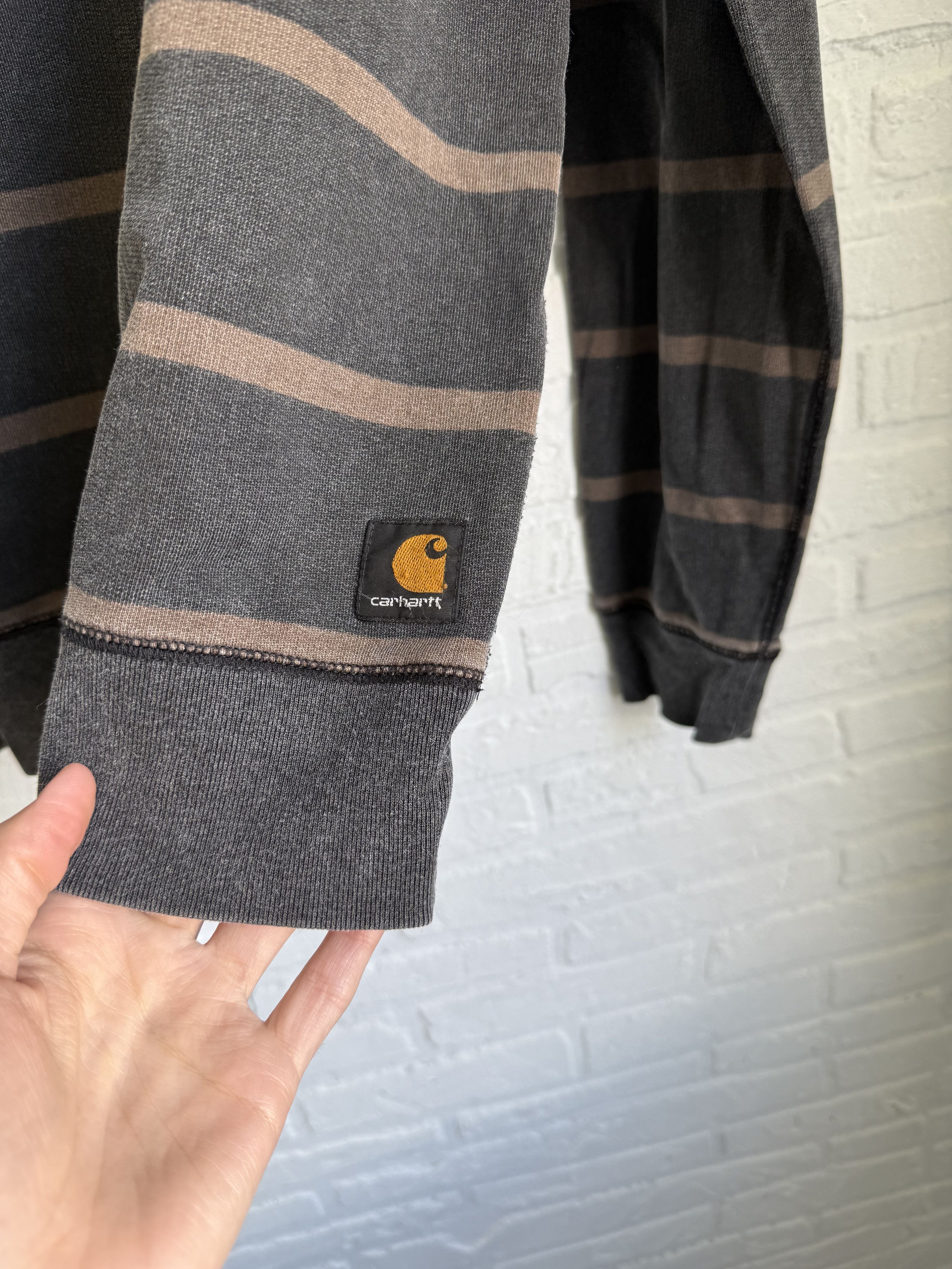 Carhartt Vintage Carhartt Hooded Chill Hoodie Striped Faded Brown Size US M / EU 48-50 / 2 - 2 Thumbnail