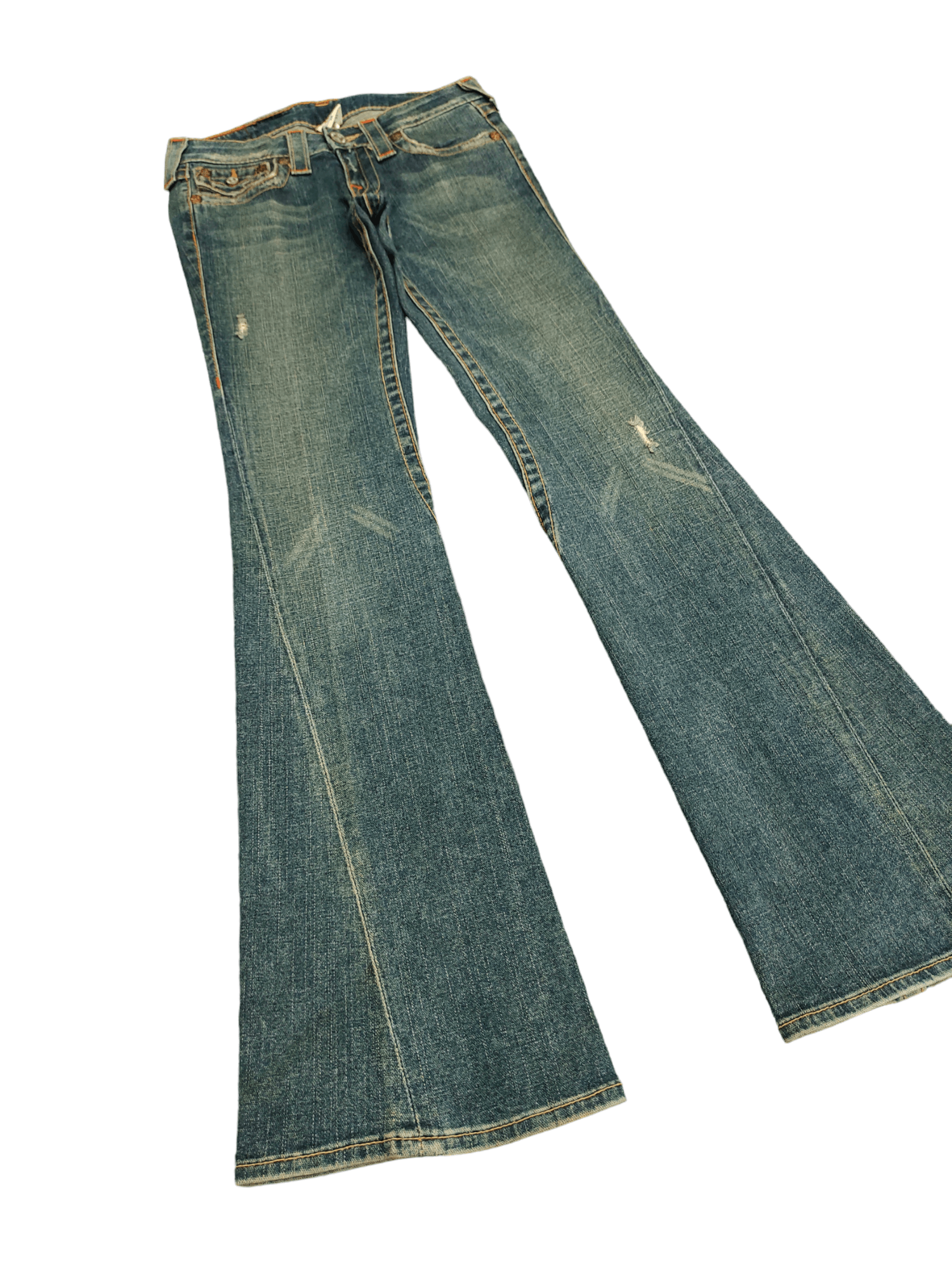 True Religion Flare Jeans True Religon Distress Faded Low Rise Boot Cut Size US 26 / EU 42 - 12 Thumbnail