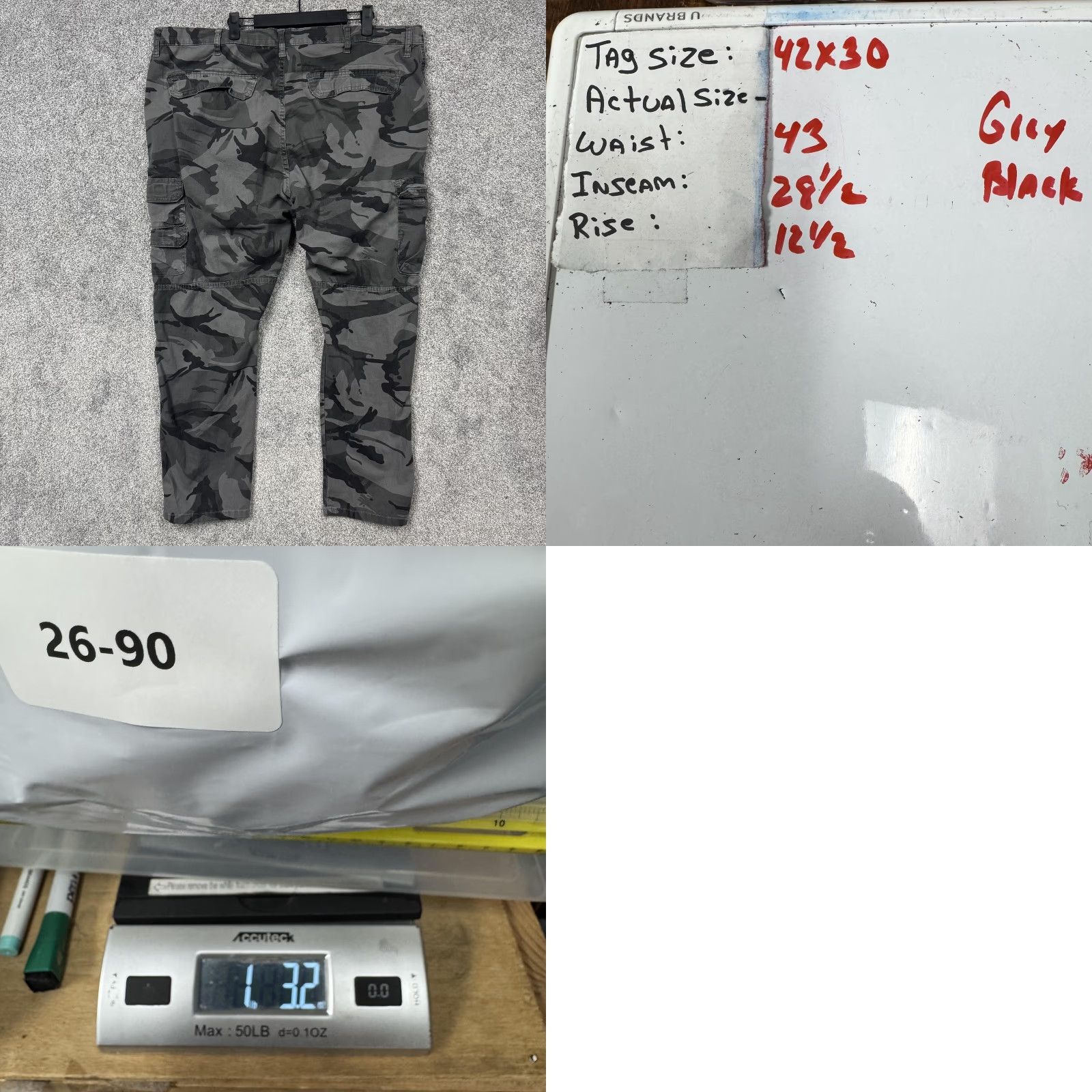 Wrangler Wrangler Cargo Pants Mens Regular Taper Gray Camouflage Cotton Spandex 43x28.5 Army Casual Workwear Cargo Pockets Zip Front Button Closure Size US 42 / EU 58 - 10 Thumbnail