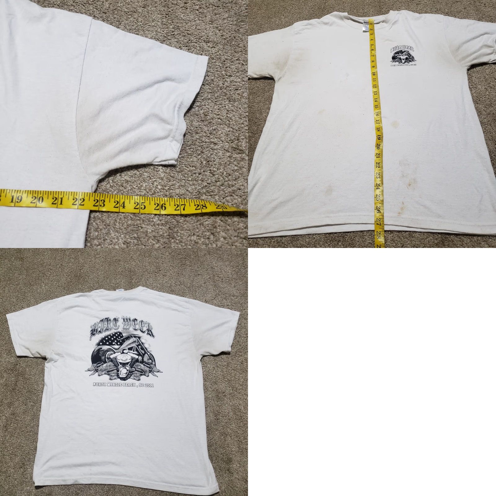 Vintage Myrtle Beach Bike Week Tee T Shirt Motorcycle 2011 Adult Men's XL Extra Large Shirt Men XL White Beach Graphic 2000s 2010s Bicycle Skeleton Size US XL / EU 56 / 4 - 8 Thumbnail