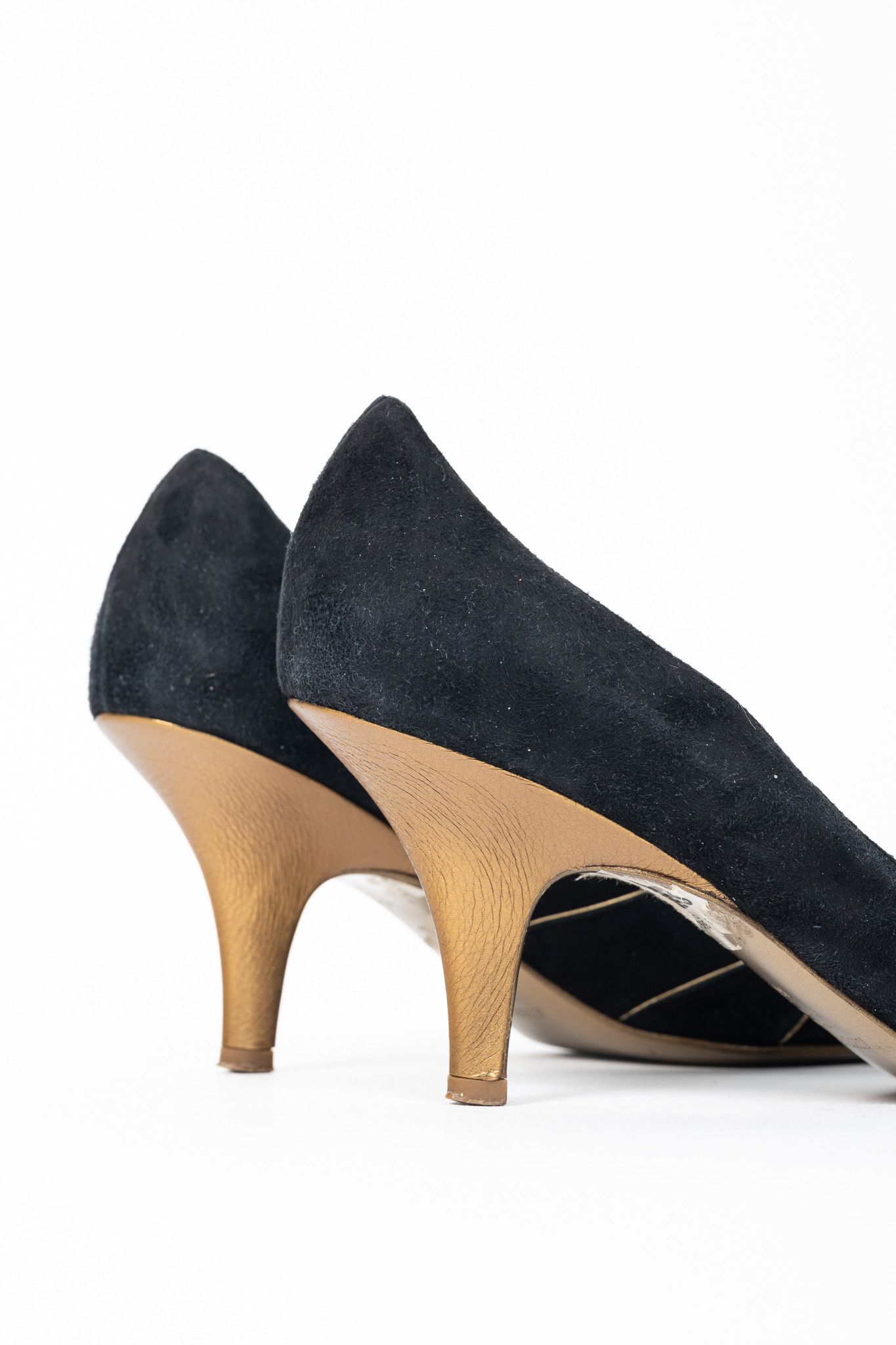 Roberto Cavalli Roberto Cavalli Black Suede Cutout Peep-Toe Heels Size US 5.5 / IT 35.5 - 8 Thumbnail