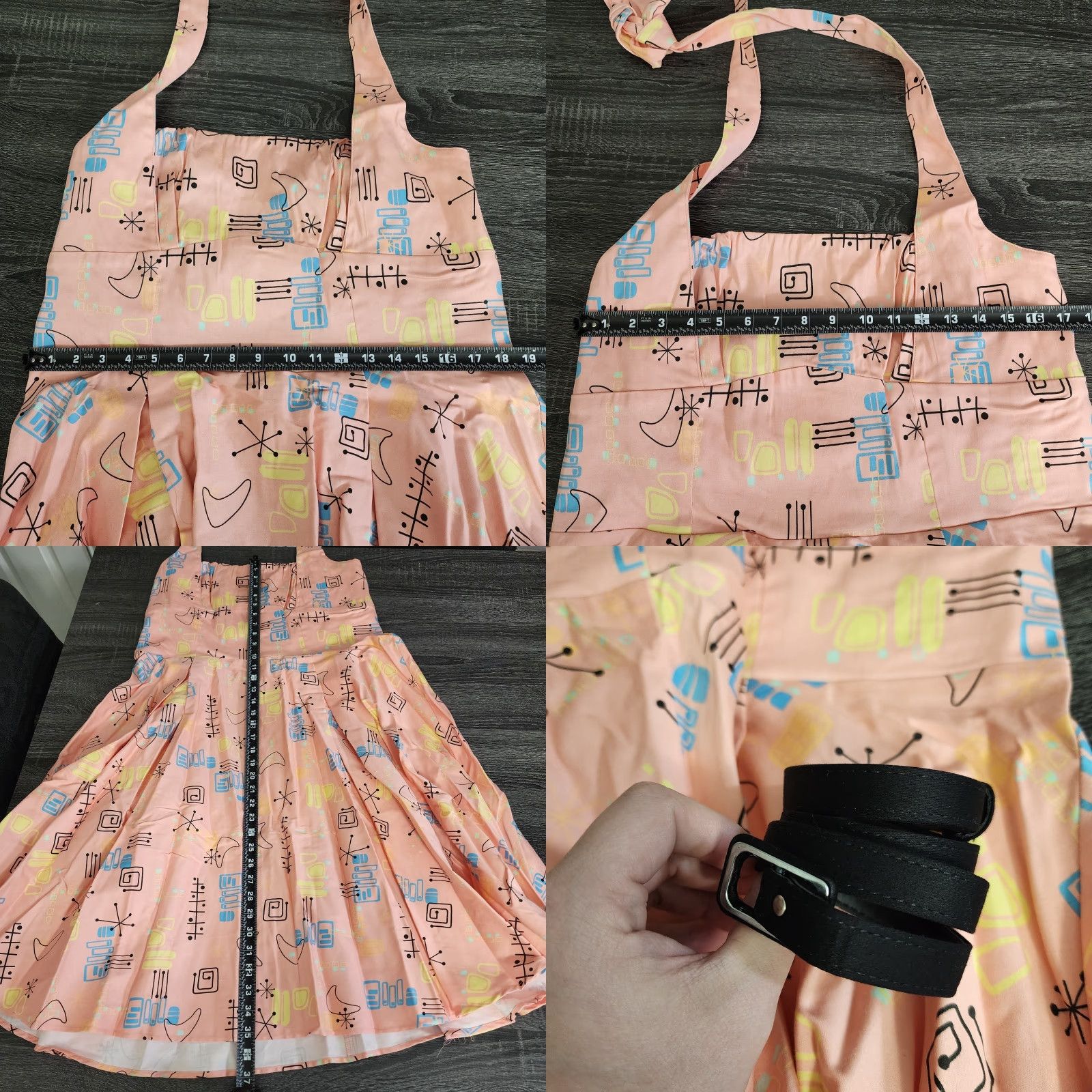 Atomic Pinup Couture Atomic Dress Fit & Flare 50s Retro Halter Rockabilly Vanity 2XL Pink Womens Dress Knee Length Size XXL / US 16-18 / IT 52-54 - 9 Thumbnail