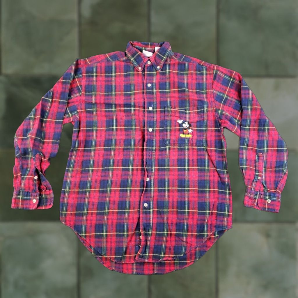Disney VINTAGE Disney Shirt Mens Small Blue Red Plaid Flannel Mickey Mouse 90s Size US S / EU 44-46 / 1 - 1 Thumbnail