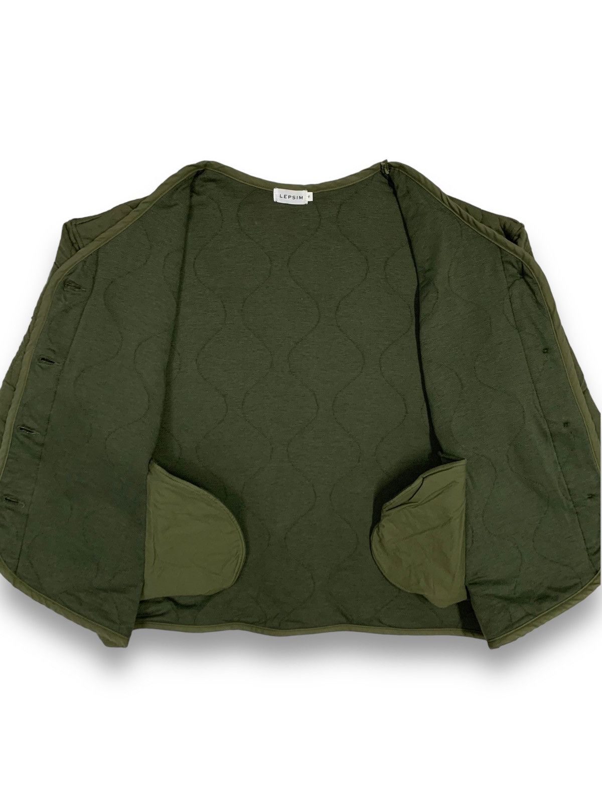 Issey Miyake Japanese Brand Lepsim Quilted Army Green Softshell Cardigan Size US M / EU 48-50 / 2 - 3 Thumbnail