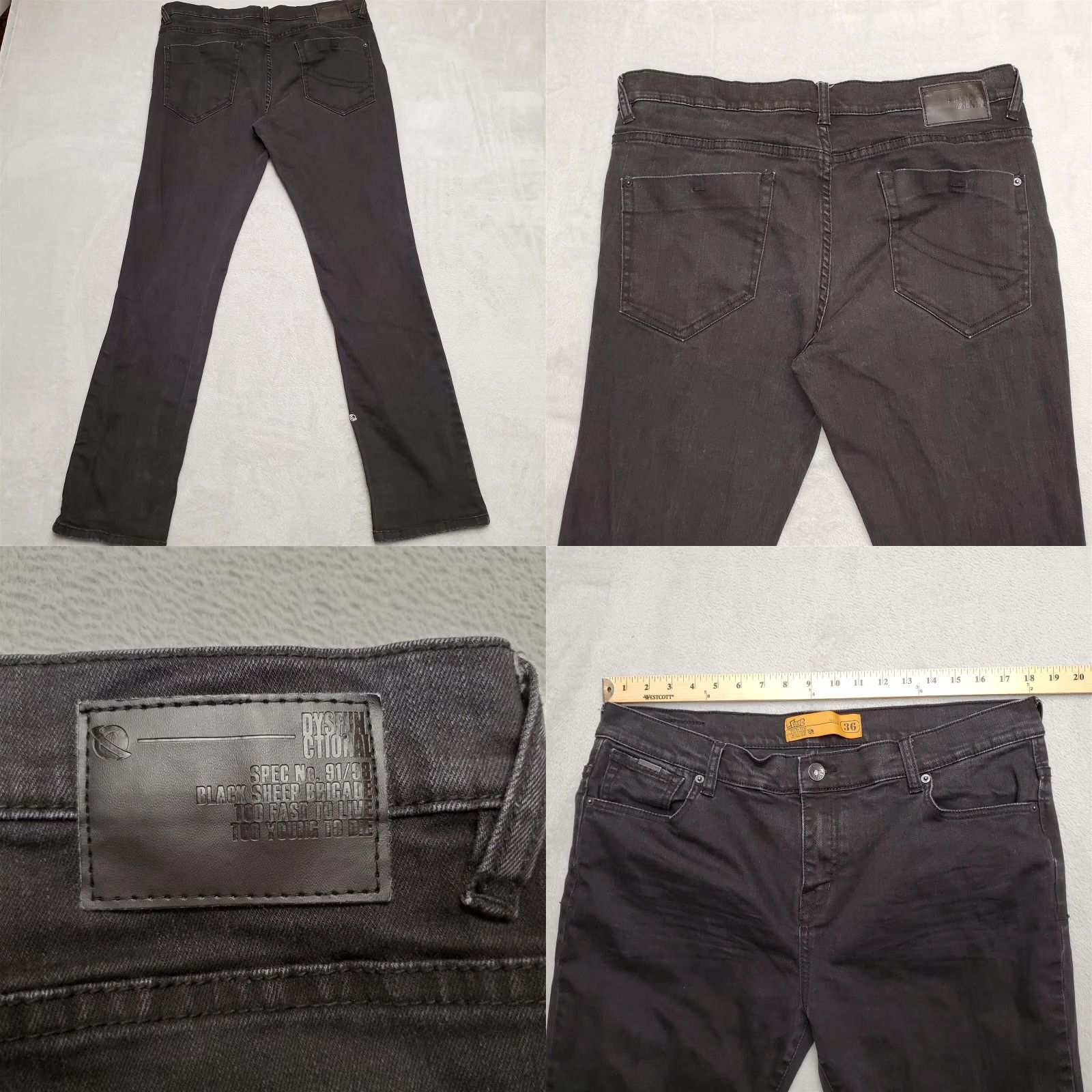 Denime Dysfunctional Jeans Men 36x33 Black Denim Pants Black Sheep Brigade Fast Skate Jeans Shirt? Size US 36 / EU 52 - 8 Thumbnail