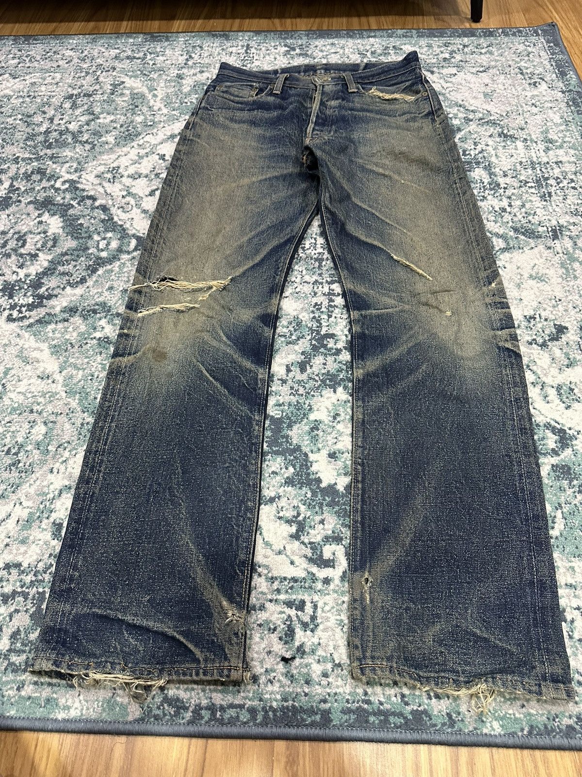 Denime Vintage Denime Faded Honeycomb Selvedge Distressed Jeans Size US 30 / EU 46 - 13 Thumbnail