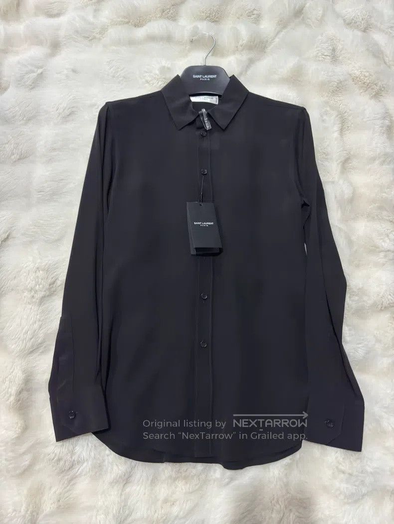 Saint Laurent Paris Saint Laurent Paris Black Mulberry Silk Shirt Size XS / US 0-2 / IT 36-38 - 1 Thumbnail
