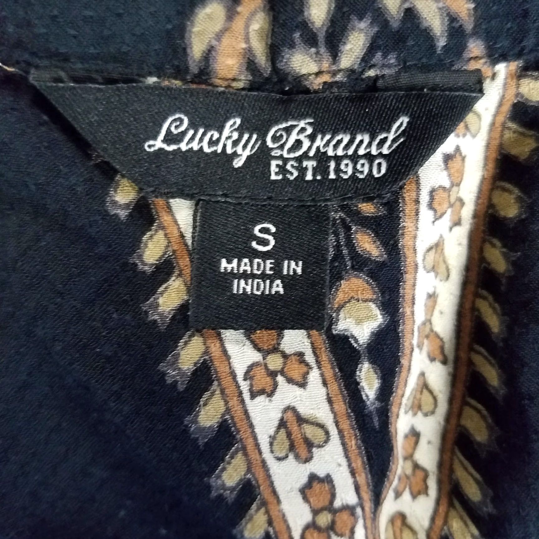 Lucky Brand VINTAGE Lucky Brand Blouse Womens Black Small Button Front Long Sleeve Rayon Size S / US 4 / IT 40 - 5 Thumbnail