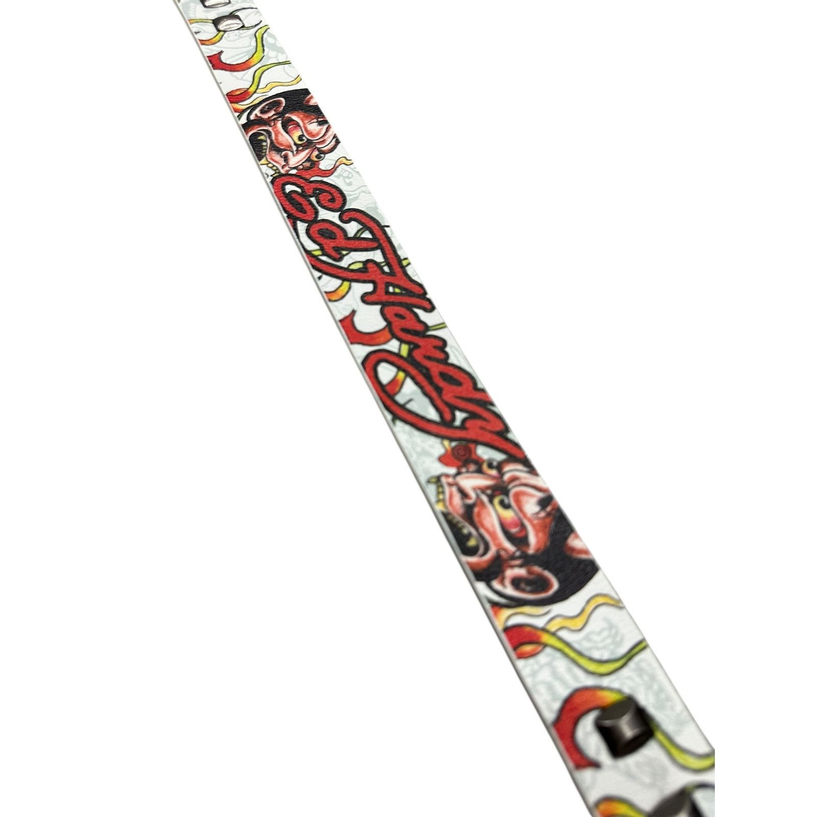 Ed Hardy Ed Hardy Men's Devil In Flames White Belt With Metal Studs Size 42 - 6 Thumbnail