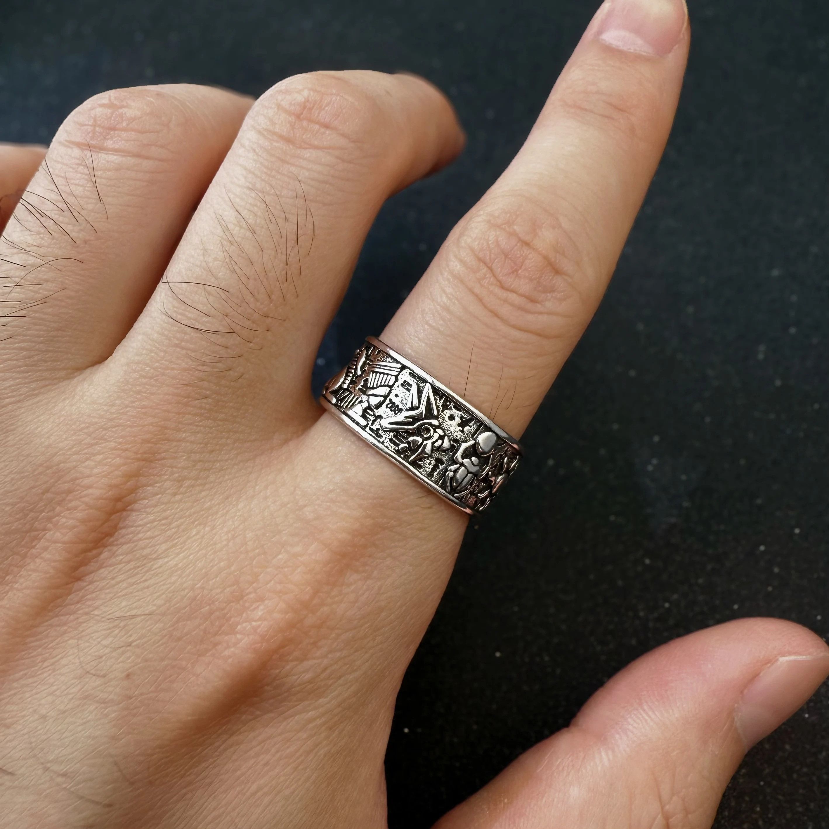 Vintage Retro Egyptian Symbols Ring Size ONE SIZE - 1 Thumbnail