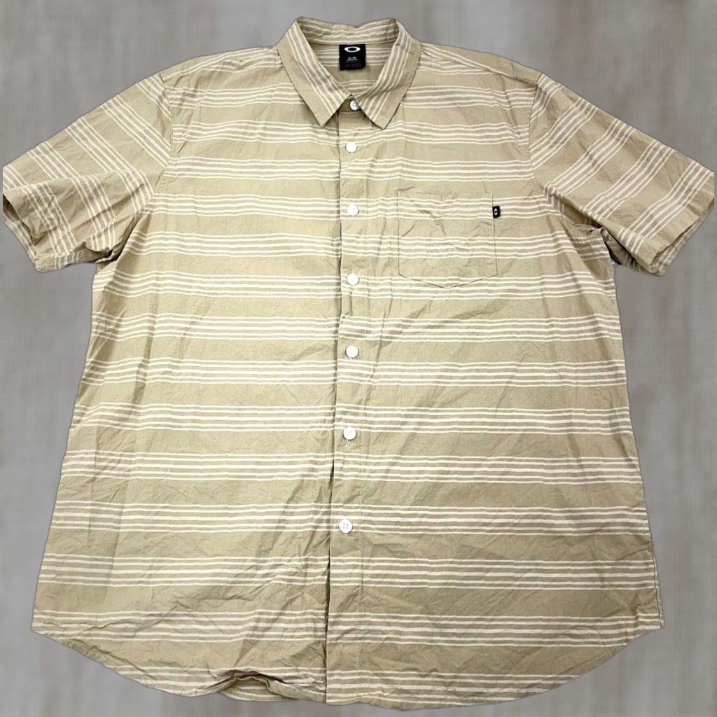 Oakley Oakley Shirt Men XL Brown Striped Button-Up Front Pocket Casual Shirt Size 46R - 1 Thumbnail