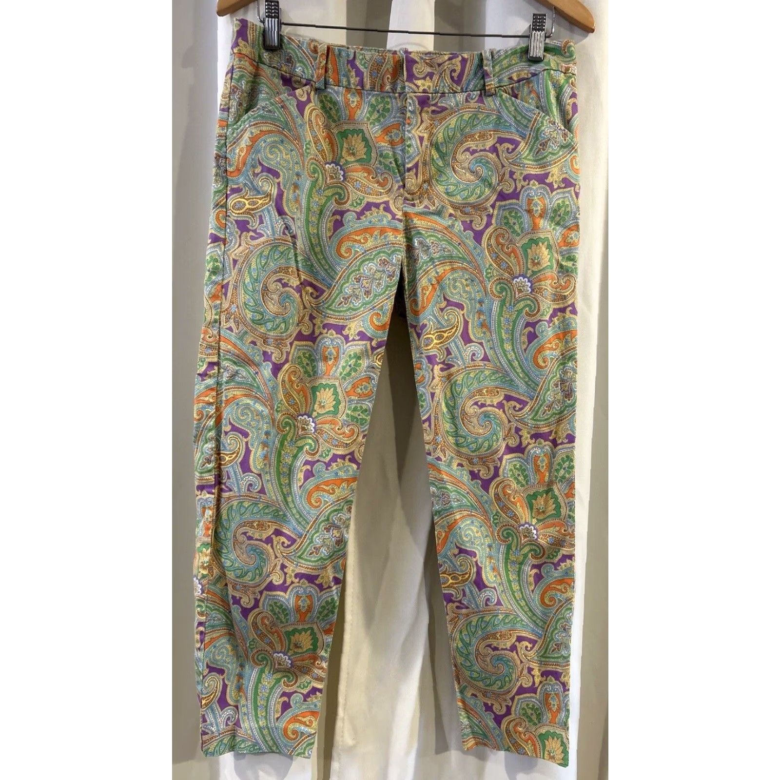 Ralph Lauren Ralph Lauren Golf Pants Womens Cropped Multicolor Paisley Print 8 Inseam 25 Peaceful 90s Art Festival Preppy City Beach Flower Tailored Size 30" / US 8 / IT 44 - 2 Thumbnail