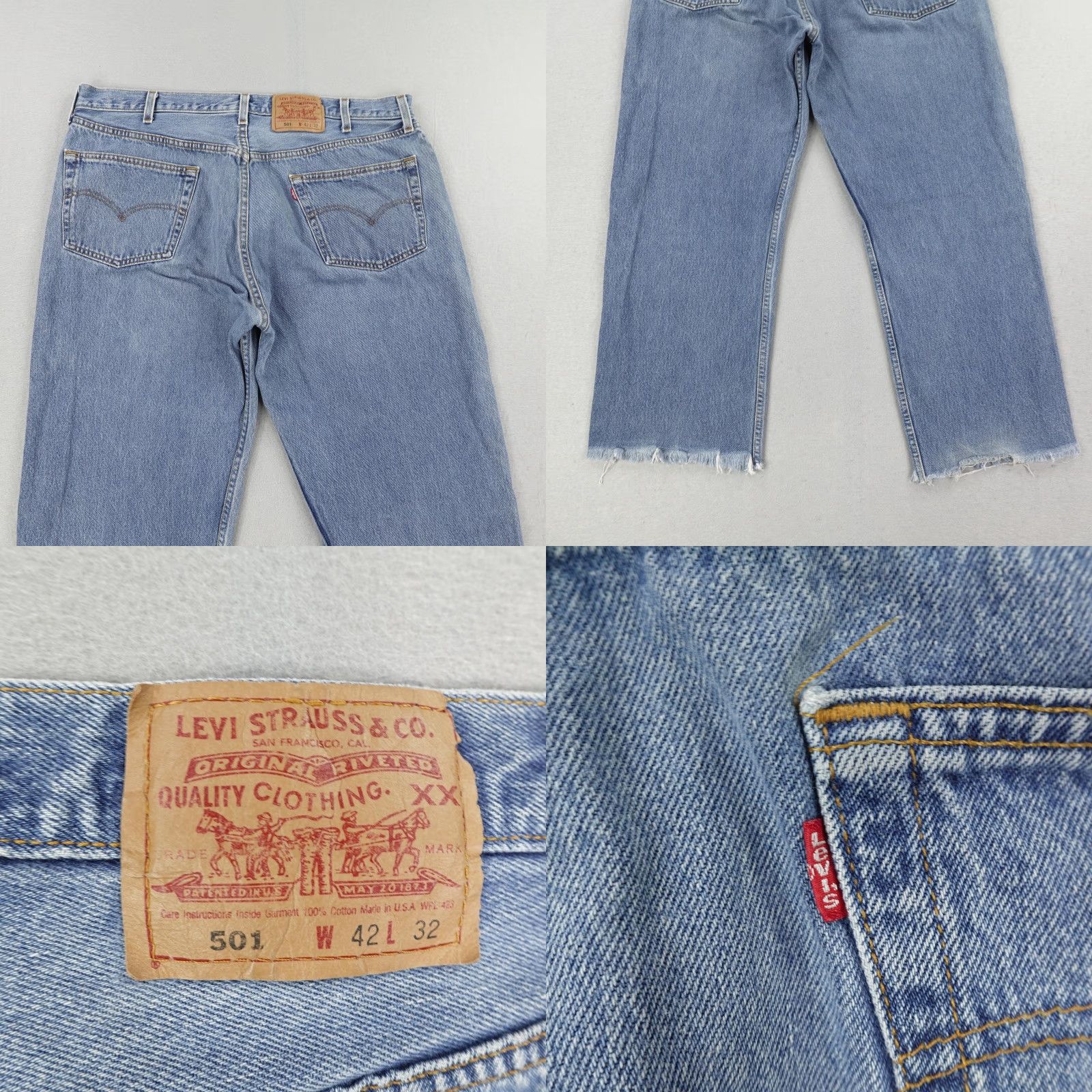 Levi's VINTAGE Levi's Jeans Mens 42x28 Denim 501 Button Fly Distressed Faded 90s USA Size US 42 / EU 58 - 8 Thumbnail