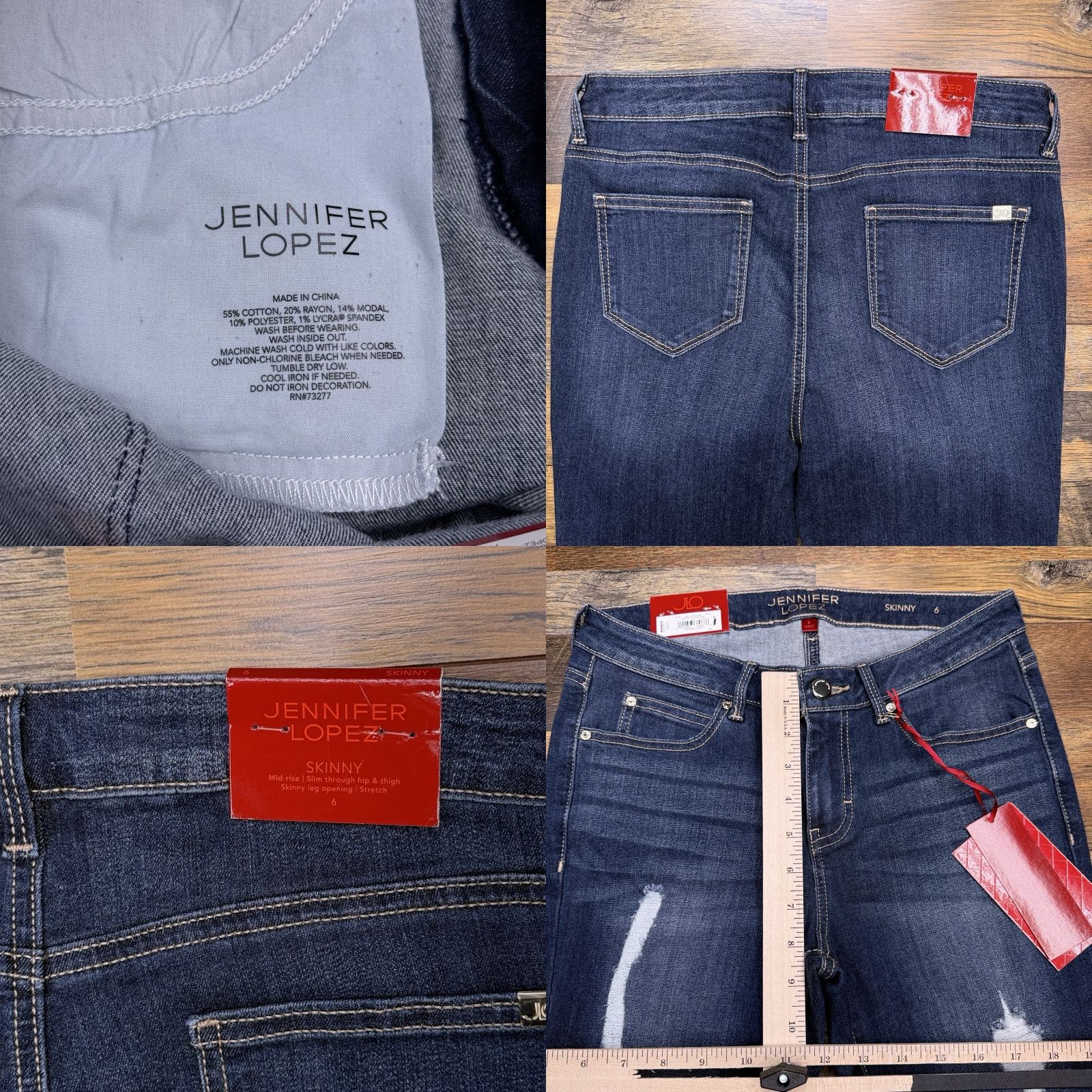 Vintage Jennifer Lopez Jeans Skinny Womens 6 Mid Rise Stretch Denim Blue 5-Pocket Zip Slim City Modern Campaign Womens Size 28" / US 6 / IT 42 - 8 Thumbnail