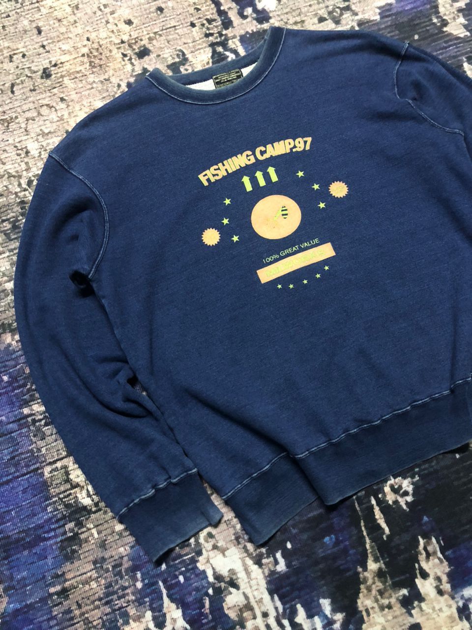 Japanese Brand Vintage 90s Milwork Fishing Camp'97' Indigo Sweatshirt Size US L / EU 52-54 / 3 - 6 Thumbnail