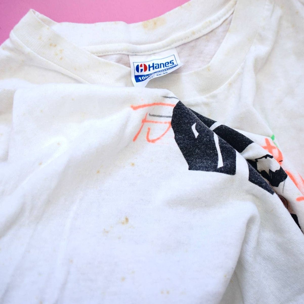 Hanes × Vintage 80s Hanes New Kids On The Block Neon Splatter Tour Large Size XL / US 12-14 / IT 48-50 - 4 Thumbnail